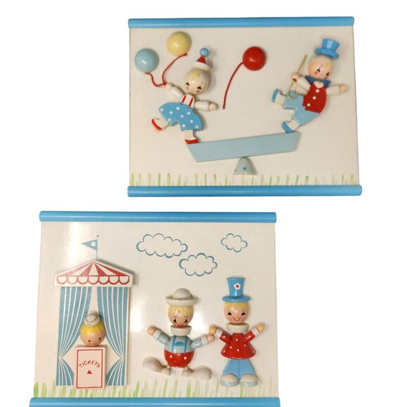 Vtg Set of 2 IRMI Originals Nursery Plastics Fun Park Themed Wooden Wall Hanging - Picture 1 of 9